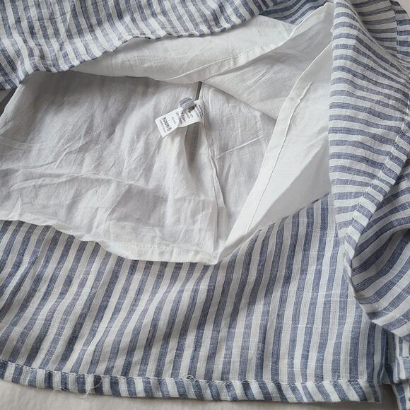 SUNDRY Stripe Woven Cotton Tiered Maxi Dress Pockets White Navy Womens Sz Small - Picture 14 of 16